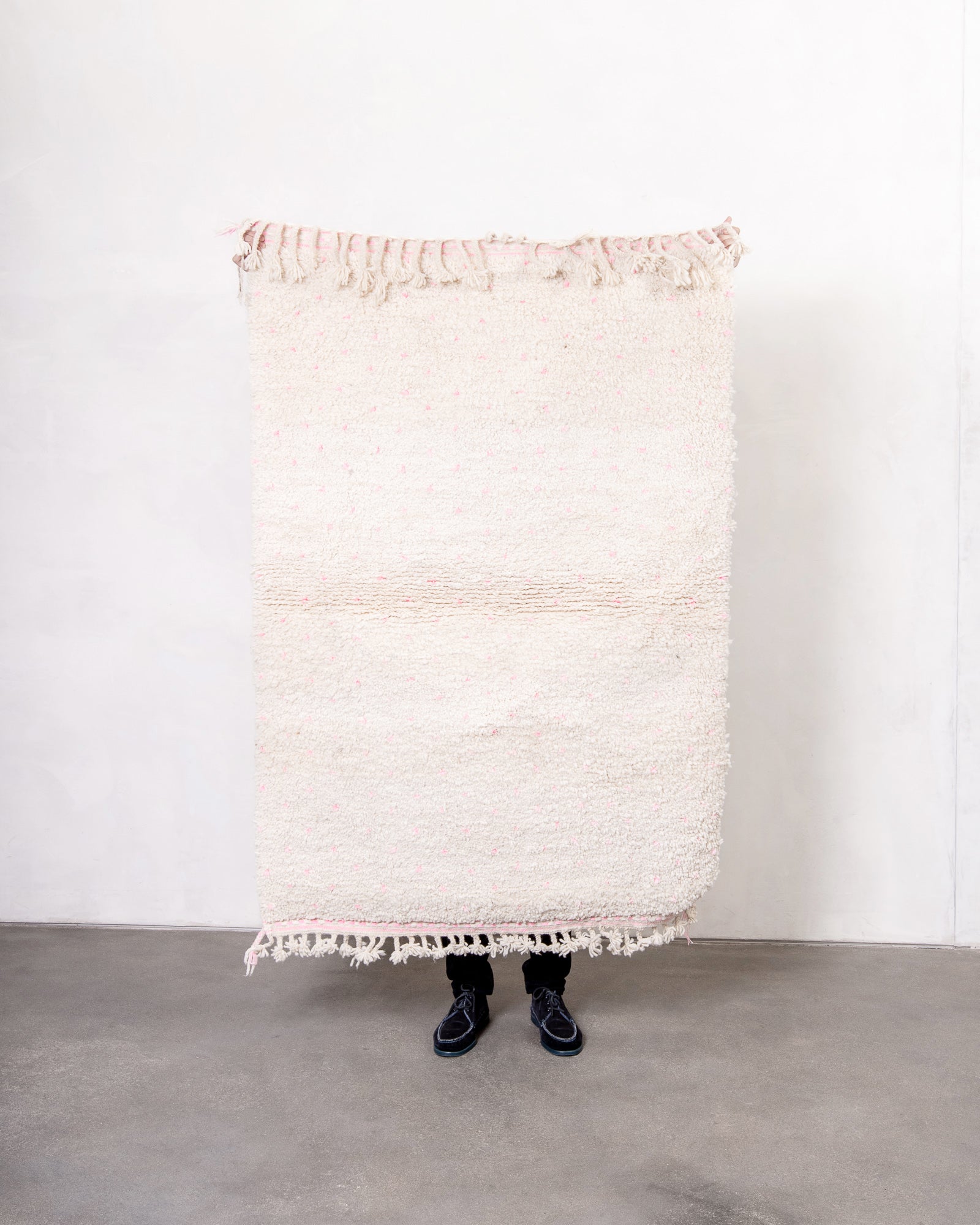 Modern, designer, handcrafted Berber rug from Morocco. Beniourain carpet with beautiful colours and patterns and fluffy wool texture.
